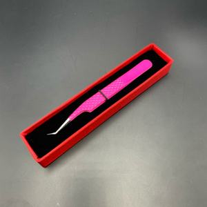 Pinzas de extensión de pestañas moradas sostenibles de 45 grados al por mayor agarre de diamante profesional de acero inoxidable con punta puntiaguda - Product Image 2