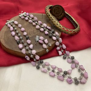 Joyería clásica de lujo con cuentas, conjunto de collar de triple capa con pendientes, perfecto para el uso diario en fiestas, conjunto de joyería con abalorio Simple - Product Image 5