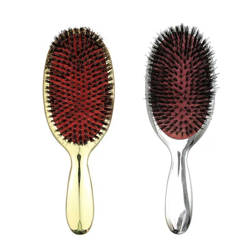 Customized Logo Oval Paddle and Cushion Wig Boar Mixed Nylon Hair Brush Private Label Boar Bristle Paddle Hair Extension Brush