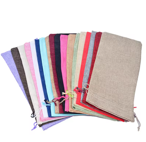 Bolsa personalizable de vino de yute de una sola botella con elegantes asas de cuerda, impresiones y etiquetas de colores personalizados, productos textiles y de cuero - Product Image 6