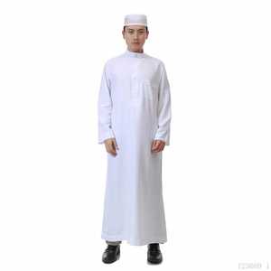 Vente en gros de vêtements Usine islamique de Dubaï de haute qualité Oman Jubba Designs White Arabia Jubbah Thobe Saoudi pour hommes - Product Image 3