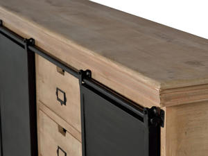 Vintage Style Mango <b>Wood</b> Buffet <b>Cabinet</b> with Sliding Metals Doors and 3 Drawers Dining <b>Room</b> Furniture Buffet Sideboard <b>Cabinet</b> - Product Image 5