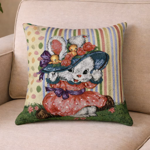 Cojín Decorativo Happy Bunny de Jacquard de Algodón y Poliéster con Relleno de Fibra de Poliéster 100%, Estilo Moderno - Product Image 1