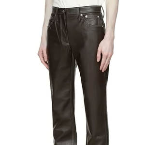 กางเกงหนังผู้ชายแบบลำลองสีทึบ - Product Image 5