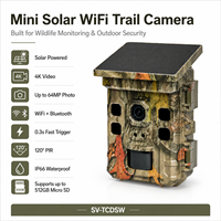 Kamera Pintar Mini Tenaga Surya 4K 64MP 4G LTE WiFi IP66 Tahan Air untuk Berburu dengan Deteksi 21M & Penglihatan Malam 66-98ft