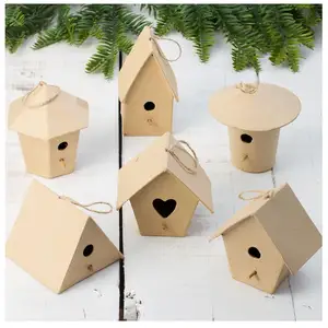 Papier Maché Huizen Diverse Vorm Huis Ornamenten Voor Kerstboom Decoraties Lente Krans Accenten En Diy Home Decor