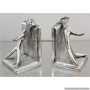 Sujetalibros recubierto de polvo de color negro de diseñador de asta de metal resistente con acabado antiguo de latón venta al por mayor a granel de la India - Product Image 4