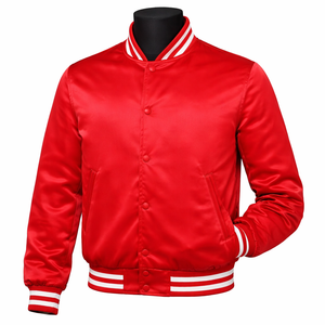 Chaqueta Varsity de Satén de Alta Calidad para Hombre, Chaqueta de Satén Suave con Botones, Estilo Urbano Unisex Personalizable - Product Image 1