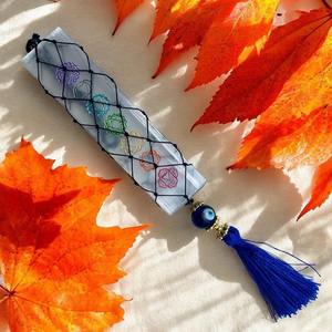 MUNTAHA AGATE Selenite Hanger avec breloque œil porte-bonheur, écologique, taille 15-20 cm, protection énergétique, bouclier contre les énergies négatives, décoration - Product Image 4