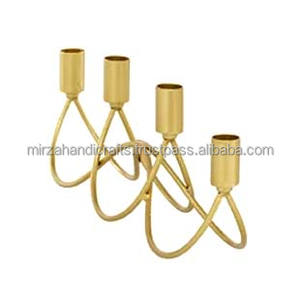 Candélabres contemporains en métal doré, échantillon disponible, clair, décoratif de vacances, imprimé européen, décor de mariage fait à la main - Product Image 5