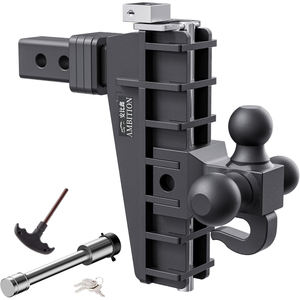 Verstellbare Anhängerkupplung mit Haken Tri-Ball 2 und 2,5-Zoll-Aufnahme 6 Zoll Absenkung 17000 LBS Diebstahlsichere Anhängerkupplung - Product Image 1