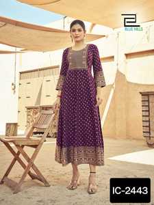 Indian Traditional Wear Long Anarkali Gowns with Embroidery Work Printed Fancy Wedding Wear Kurtis with Low Price Casual Wear - Product Image 4