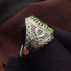 แหวนเงินแท้925ควอตซ์นกแก้ว | แหวนอัญมณีทรงวงรีเกรดสูง | เครื่องประดับงานปาร์ตี้แต่งงานแบบโบโฮทำด้วยมือ - Product Image 2