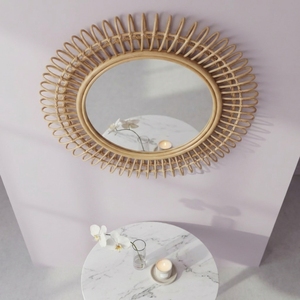 100% Handmade Sunburst Round Rattan Wall <b>Mirror</b> Decorative Boho Woven <b>Hanging</b> <b>Mirrors</b> For Home Hotel Living Room Decor Wholesale - Product Image 3