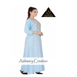 Modest Muslim Cotton <b>Dress</b> for Women Floral Print Front Yoke Embroidery Comfortable Casual Long <b>Dress</b> - Product Image 2