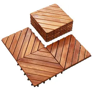 उच्च गुणवत्ता बाहरी मंजिल अलंकार DIY लकड़ी डेक फर्श टाइल्स 8 Slats के लिए छत और लकड़ी की छत फर्श उद्यान डेक टाइल्स