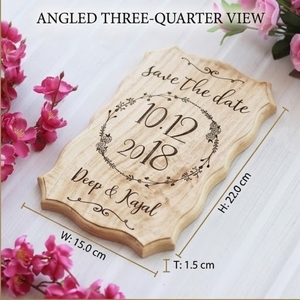 Letrero de Bienvenida Rectangular de Madera con Texto Grabado Josephine Damon Boda - Product Image 4