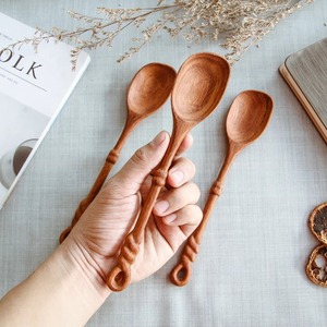 Cuchara de Madera Vintage Hecha a Mano con Mango Largo de Cuerda, Utensilio de Cocina para Regalos Empresariales - CARYLN - Product Image 1