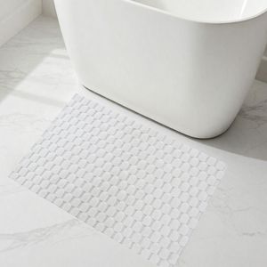 Alfombra de baño y ducha Anissa 70x120cm, color crudo, de algodón tejido, teñido con hilo jacquard, diseño abstracto, producción personalizada - Hecho en Turquía - Product Image 1