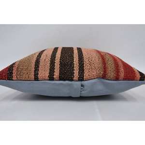 Oreiller en laine patchwork multicolore Kilim 14x14 pouces Coussin décoratif tissé à motif de feuilles vintage moelleuses de luxe pour la literie - Product Image 5