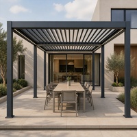 Pergola bioclimatique à toit à lames orientables facile à installer, pergola motorisée à lames orientables pour jardin, cour, terrasse