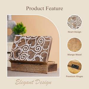 Boîte à bijoux en bois artisanale de haute qualité, personnalisable, avec serrure et clé, luxe pour collection de mariée, prix de gros - Product Image 4