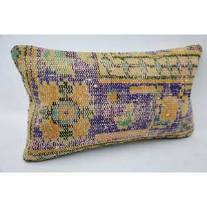 Multicolor Wool Kantha <b>Pillow</b> 12 X 20 Inches Patchwork Mosaic Paisley Paneled Woven in Vintage Style - Product Image 2