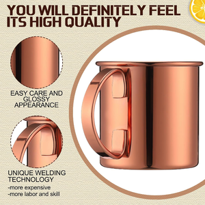 Mug à Moscow Mule en cuivre Divris, finition martelée artisanale, poignée soudée, design vintage écologique, grande capacité, idéal pour la maison ou comme cadeau - Product Image 4