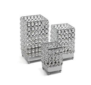 Silver & Gold Diamond Crystal Wedding Table Crystal <b>Tealight</b> <b>Candle</b> Holder Decoration Luxury Home Decor Tea Light Votive - Product Image 1