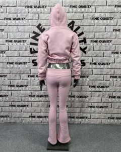 بدلة قطنية صوفية عادية بسحاب مقصوصة من الشركة المصنعة أطقم ركض قصيرة مخصصة للسيدات - Product Image 3