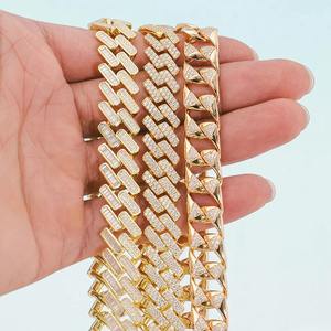 Joyería Hip Hop de Oro Fino de 10k, 14k y 18k, Collar y Pulsera de Cadena Cubana de Miami con Incrustaciones de Moissanita de 10 mm y Dos Hileras - Product Image 2