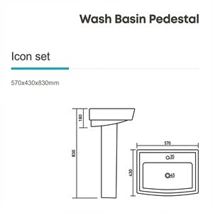 Modern Eco-Friendly Pedestal Sink <b>Set</b> for Hospital Villa Apartment Washrooms - Product Image 2