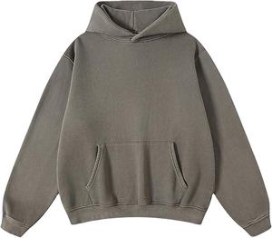 Sudadera con capucha de lana de algodón pesado para hombre, jersey de gran tamaño lavado con ácido, sudadera atlética informal con bordado 3D - Product Image 1