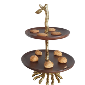 Haute qualité laiton bois gâteau support fantaisie Design maison vaisselle parfait feuille de palmier gâteau support cadeau pour toute Occasion gâteau outils - Product Image 3