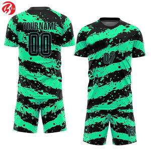 Uniforme de fútbol de manga corta de nuevo estilo de moda para adultos Jersey de fútbol de corte automatizado Top 100% poliéster de secado rápido - Product Image 1
