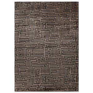 Aprezo Hand Knotted Acrylic <b>Rug</b> Beige & Brown Geometric & Abstract <b>Boho</b> Pattern for Home & Hallway Rectangle-Model Aiar-3015 - Product Image 1
