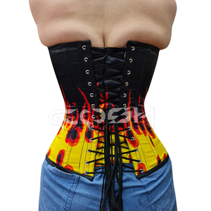Corset Overbust à baleines en acier, imprimé numérique par sublimation motif flamme |   Également disponible : son legging extensible assorti - Product Image 6
