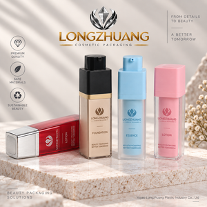 ขวดปั๊มสุญญากาศแบบหมุนขึ้นทรงสี่เหลี่ยมพิมพ์โลโก้สีตามสั่ง ขนาด 15 มล. 30 มล. <span class=keywords><strong>50</strong></span> มล.  บรรจุภัณฑ์เครื่องสำอางแบบด้านสำหรับโลชั่น เซรั่ม ผลิตภัณฑ์บำรุงผิว - Product Image 4