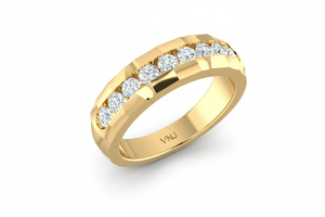 14K Gold & Round Diamond Channel <b>Band</b> <b>Ring</b> | 0.74 CTTW Brilliant Cut Diamond - Product Image 3