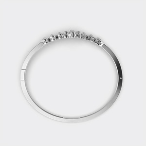IGI Certified Lab Grown Round Diamond Floral Cluster Bangle <b>Bracelet</b> in <b>Solid</b> 925 Sterling <b>Silver</b> - Product Image 4