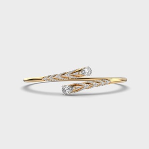 IGI Certified Lab Grown Round Diamond Twisted <b>Leaf</b> Open Bangle Bracelet in 9K Yellow / White / Rose Gold - Product Image 5