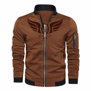 Blouson aviateur rouge personnalisé de haute qualité pour homme, fermeture éclair, streetwear décontracté, blouson aviateur avec col côtelé - Product Image 3