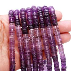 พลอยอเมทิสต์ธรรมชาติทรงเหลี่ยมเพชรพลอย Heishi รูปทรงยางขนาด6-8มม. ลูกปัดอัญมณีแท้สำหรับการทำเครื่องประดับ DIY - Product Image 4