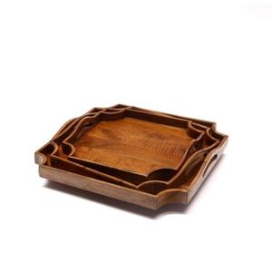 Plateau de service en bois pour la restauration, vaisselle, plat de service, finition noyer, pour la maison, l'hôtel, le restaurant, plateau de mariage, vente chaude - Product Image 4