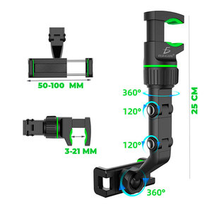 Supporto per cellulare da auto con montaggio a specchietto retrovisore a 360°, clip in plastica ABS, combinazione magnetica per GPS e posizionamento sul cruscotto. - Product Image 4