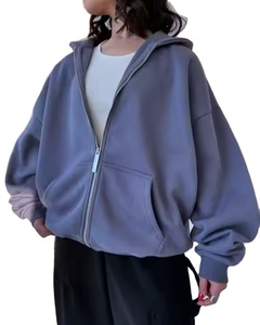 Sweat-shirt oversize classique pour femme bleu pastel, best-seller, anti-froissement, respirant, fermeture éclair sur le devant, logo personnalisé, streetwear - Product Image 1