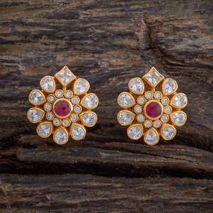 Pendientes de Plata Vintage con Corte Princesa 177351, Chapados en Oro, Forma de Campana de Flor, para Regalo de Boda, Compromiso o Fiesta - Product Image 1