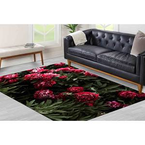 Tapis à motif floral de pivoine : Tapis botanique vintage, tapis d'appoint antidérapant, tapis doux non tissé - Product Image 5