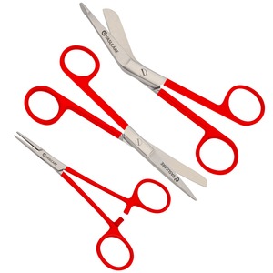 Ensemble de ciseaux d'allaitement 3 pièces avec pinces hémostatiques, ensemble de ciseaux d'allaitement et de pinces de qualité supérieure Ciseaux à pansement chirurgical par Vaslcare - Product Image 1