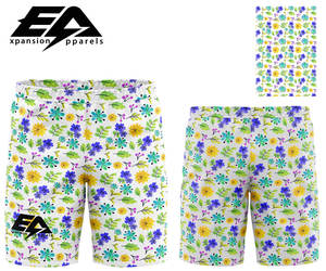 Short de bain d'été pour homme, coupe courte, basique en polyester tissé, sublimation solide, uni, vintage, deux poches profondes à l'ourlet latéral - Product Image 5